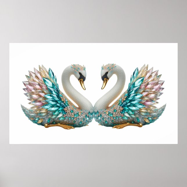 Poster Bedazzled Diamond Swan Gold Crystal Bling (Devant)