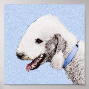 Poster Bedlington Terrier Peinture - Art Chien original
