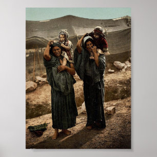 Poster Bédouins et enfants en dehors de tente, la Terre