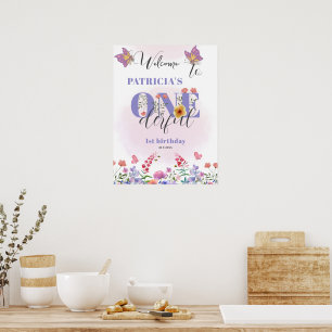 Poster Bee Fleur sauvage Onederful 1er anniversaire Bienv