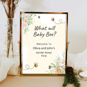 Poster Bee Floral honeycombi genre révéler signe de bienv