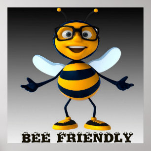 Poster Bee Friendly Bee Gifts ,I Love Bee,Beekeeping Gift