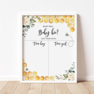 Poster Bee Gender reveal Boy or Girl chart