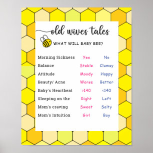 Poster Bee Old Wives Tales Gender Reveve Board