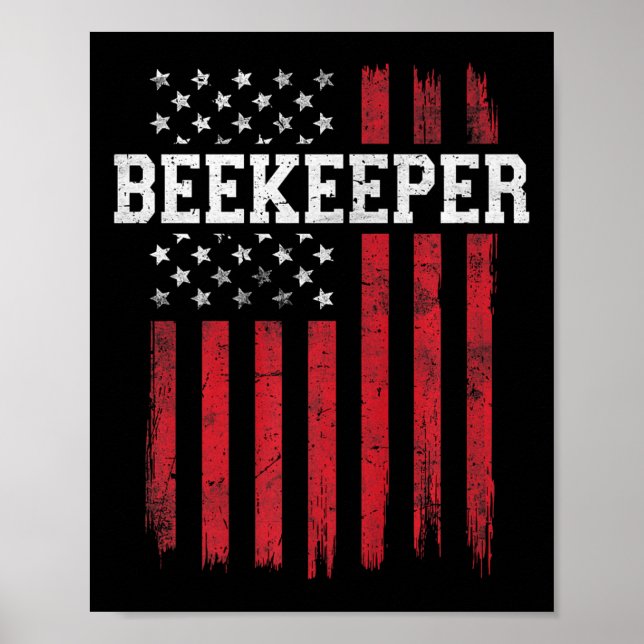 Poster Beekeeper Drapeau américain Patriot Patriotique Us (Devant)