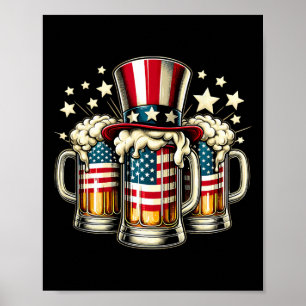 Poster Beer American Flag Usa 4 juillet Party Boire
