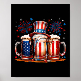 Poster Beer American Flag Usa 4 juillet Party Boire