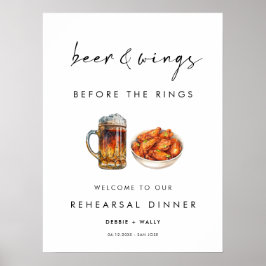 Poster Beer and Wings Before the Rings Rehearsal Dinner