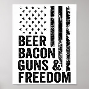 Poster Beer Bycon Guns Et Liberté Drapeau Américain Usa B