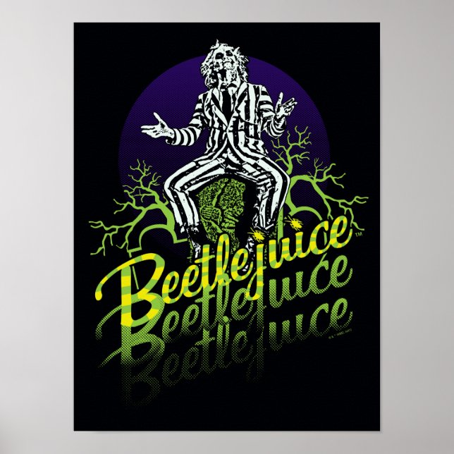 Poster Beetlejus | Assis sur une pierre tombale (Devant)
