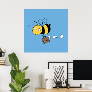 Poster Beezness Bee, Fatigué Stress Bee Holding Porte-doc