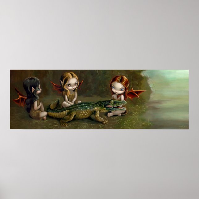 Poster Befriending an Alligator fairy Art Print (Devant)