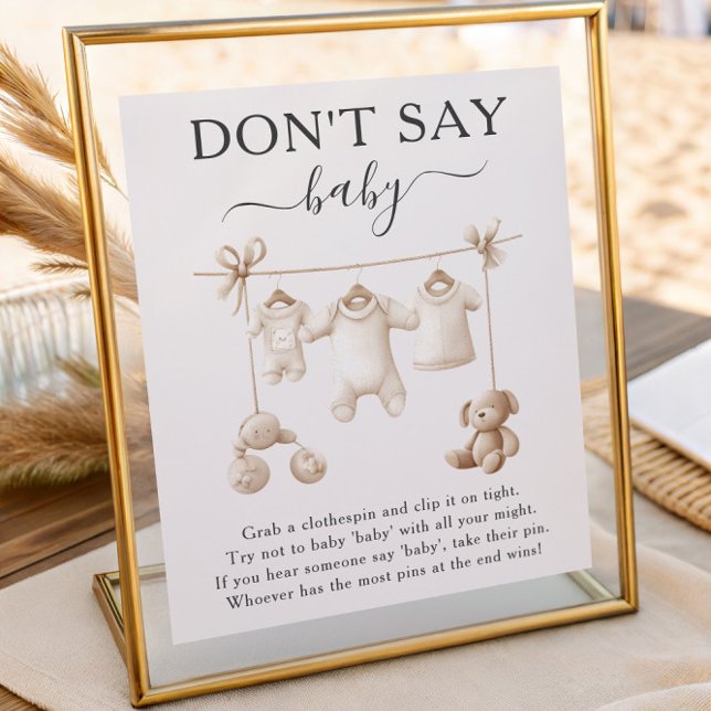 Poster Beige Baby Clothes And Toys Don't Say Baby Sign (Créateur téléchargé)