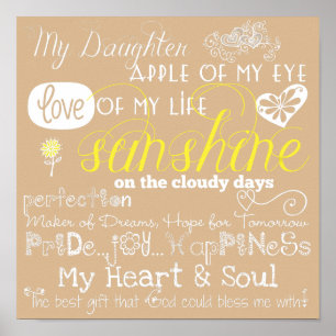 Poster Beige My Daughter Love and Inspiration