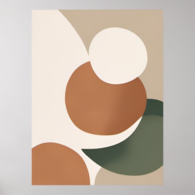 Poster Beige Orange Vert minimal Boho Abstrait AI Art (Devant)