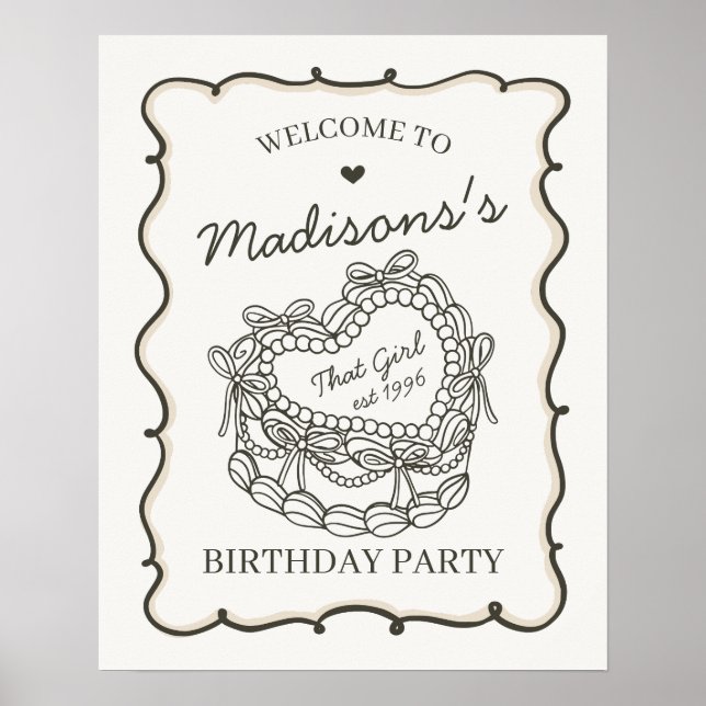 Poster Beige Retro Coquette gâteau Coquette Bienvenue (Devant)