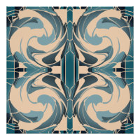 Beige tourbillonnant avec gris de mer Turquoise sy