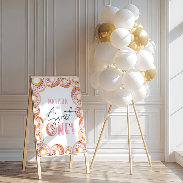 Poster beigne rose 1er anniversaire signe de bienvenue (Créateur téléchargé)