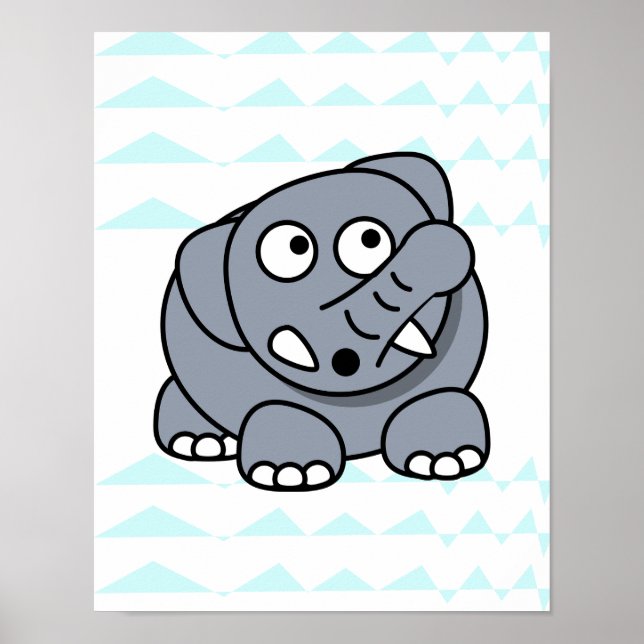 Poster bel éléphant sur chevron arrière - plan Nursery bé (Devant)