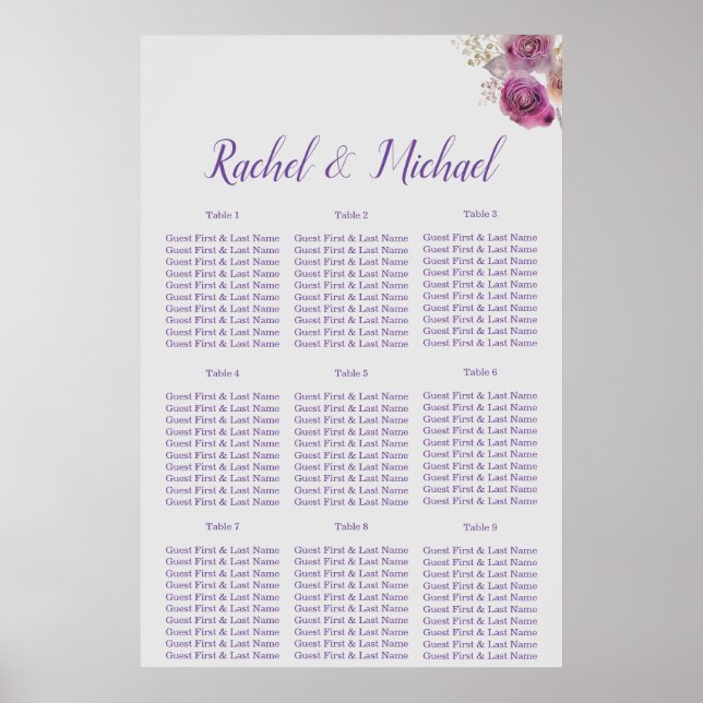 Poster Bel Mariage de charme Floral (Devant)
