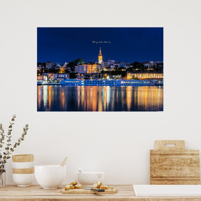 Poster Belgrade, paysage urbain de Serbie (Cuisine)