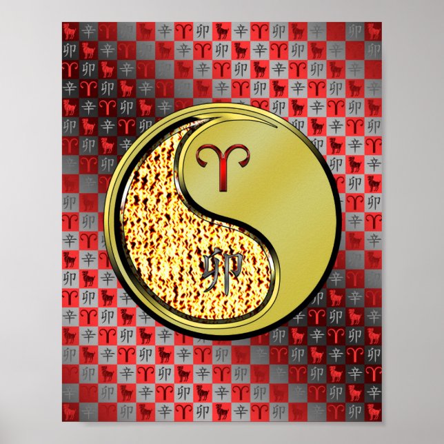 Poster Bélier et lapin métallique (Devant)