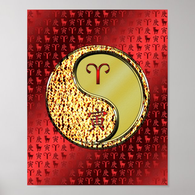 Poster Bélier et tigre métallique (Devant)