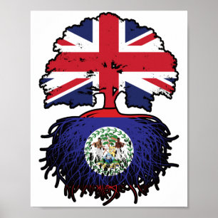 Poster Bélize Bélizien Royaume-Uni drapeau des racines d'