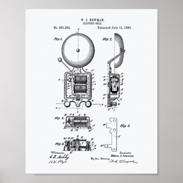 Poster Bell Electrique 1893 Brevet - Livre blanc (Devant)