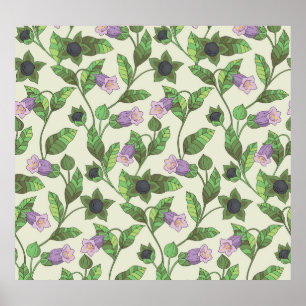 Poster Belladonna Flowers : Vintage Floral Illustration