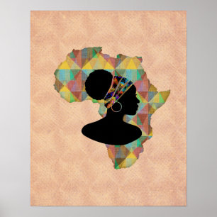 Poster Belle Afrique et femme   Motif géométrique
