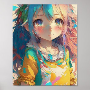Poster Belle Anime Colorée fille