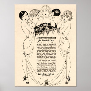Poster Belle annonce de shampooing des années 1920