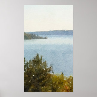 Poster Belle aquarelle Abstraite du lac Supérieur
