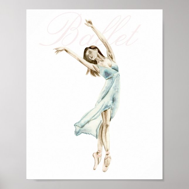 Poster Belle Aquarelle Ballerina Blanc, Ballet (Devant)