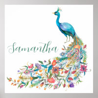 Belle aquarelle bleu paon I