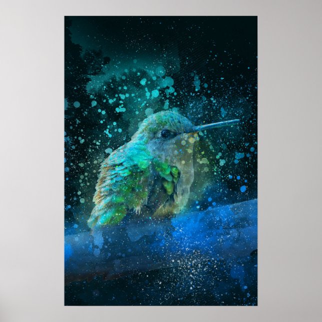Poster belle aquarelle colibri (Devant)