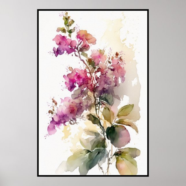 Poster Belle aquarelle de Bougainvilliers (Devant)