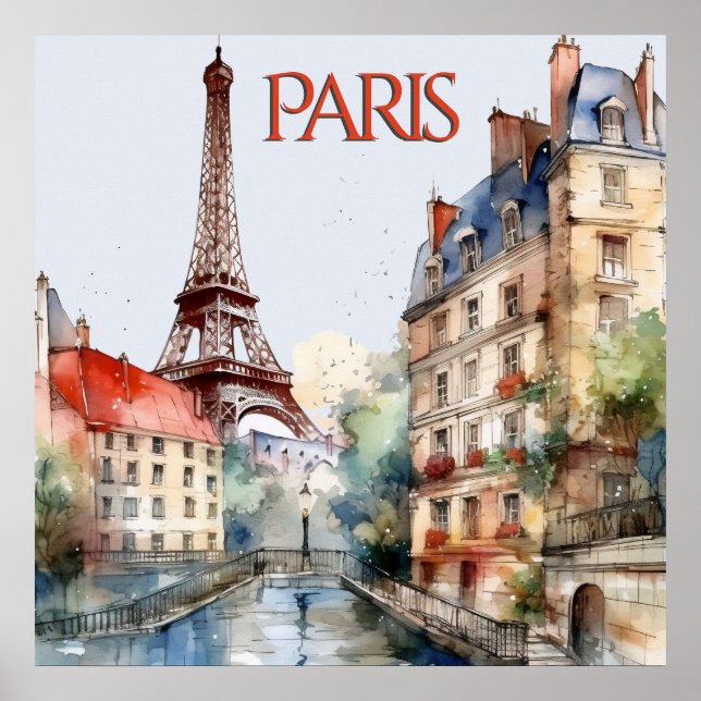 Poster Belle aquarelle de Paris Travel (Devant)