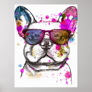 Poster Belle aquarelle French Bulldog