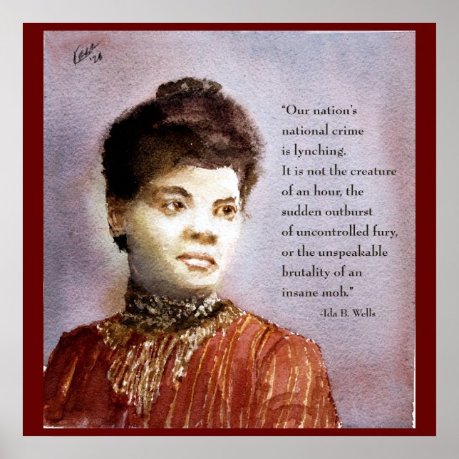 Poster Belle Aquarelle Ida B Wells & Citation Portrait (Devant)
