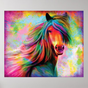Poster Belle aquarelle Rainbow Horse