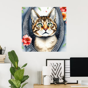 Poster Belle Aquarelle tendance Collection de chats