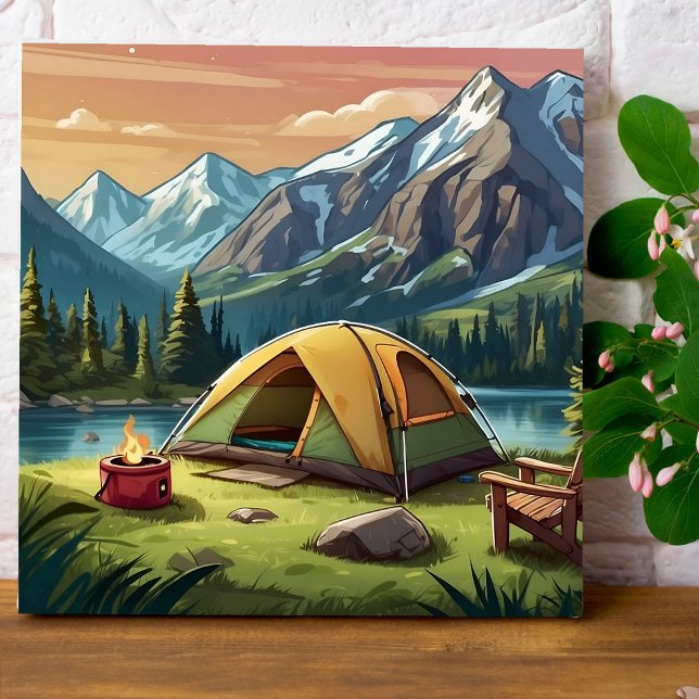 Poster Belle aquarelle verte Nature Camping Peinture (Créateur téléchargé)