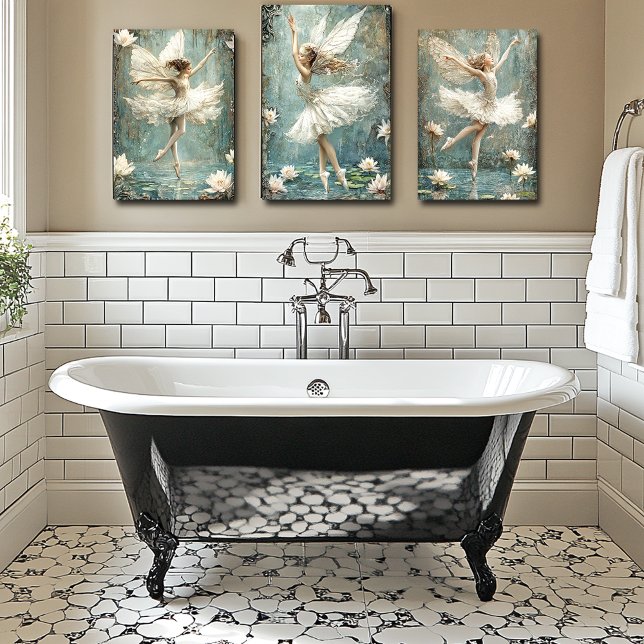 Poster Belle Ballerina Fée Lily Pond Fleurs blanches (Créateur téléchargé)