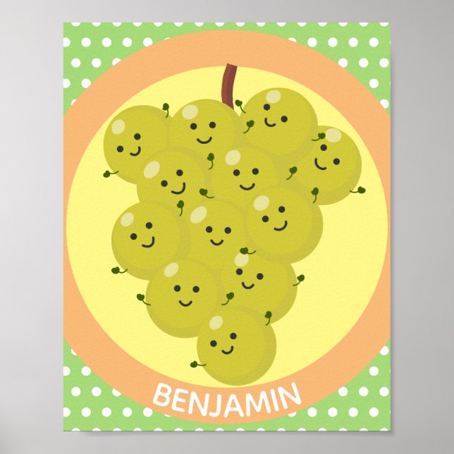 Poster Belle bande de raisins amusante illustration (Devant)