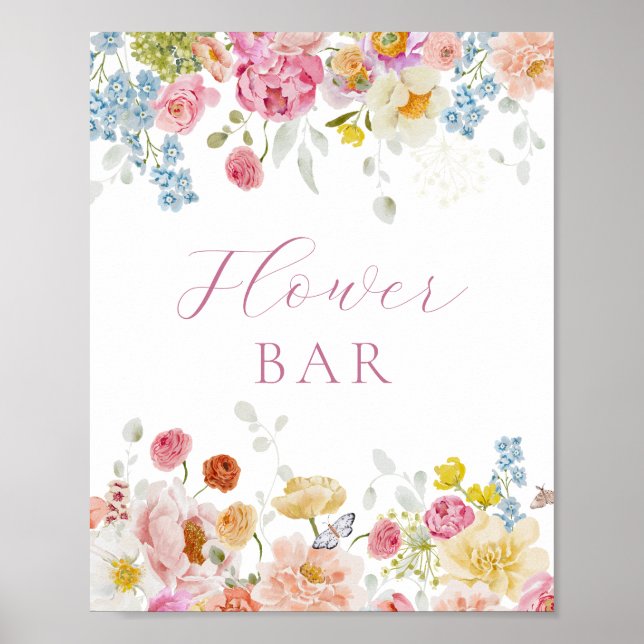 Poster Belle barre de fleurs Fleur sauvage brillante (Devant)
