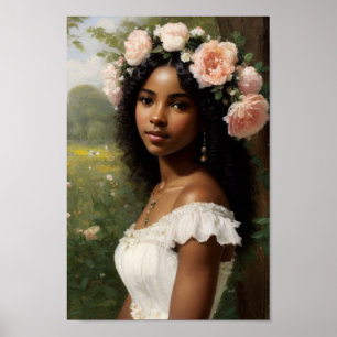 Poster Belle Black Girl Portrait Bloomcore Art
