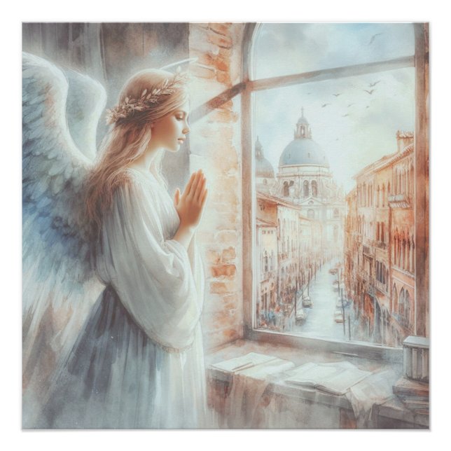 Poster Belle blanche Aura Angélique Figure de prière (Devant)