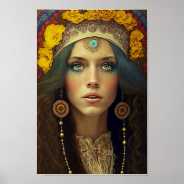 Poster Belle Boho Hippie Femme (Devant)